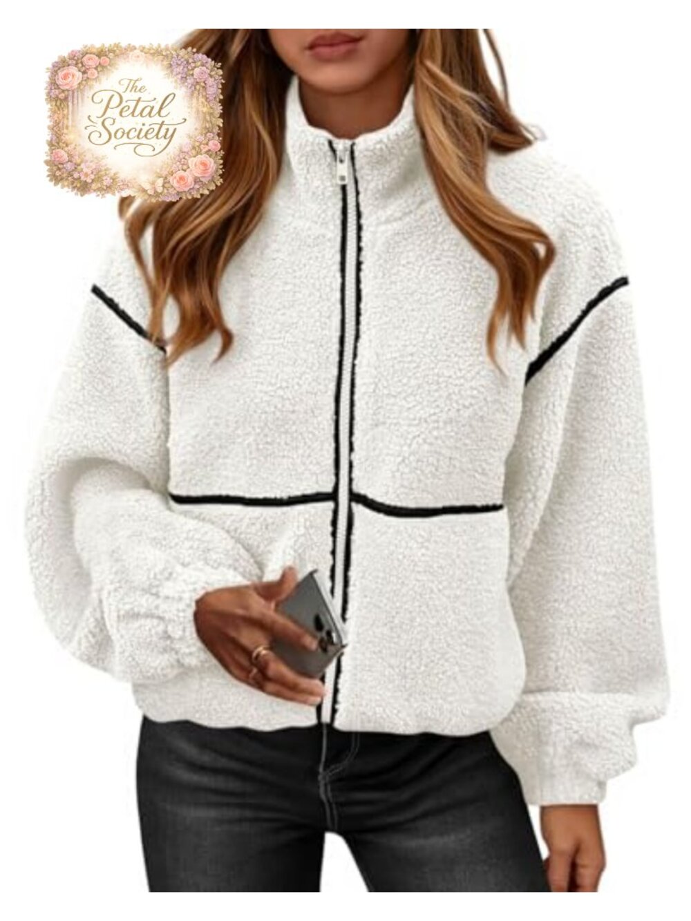 KIRUNDO Sherpa Fleece Zip Up Winter Coat Women